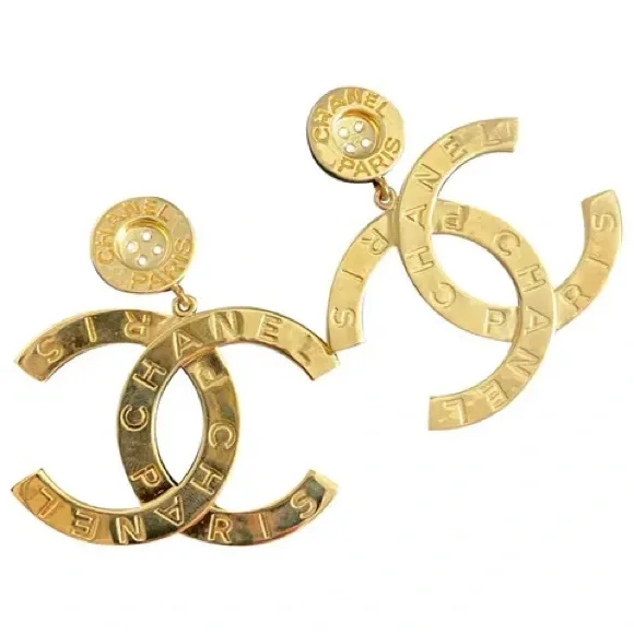 CHANEL Gold Logo Earrings - Picture 2 of 13